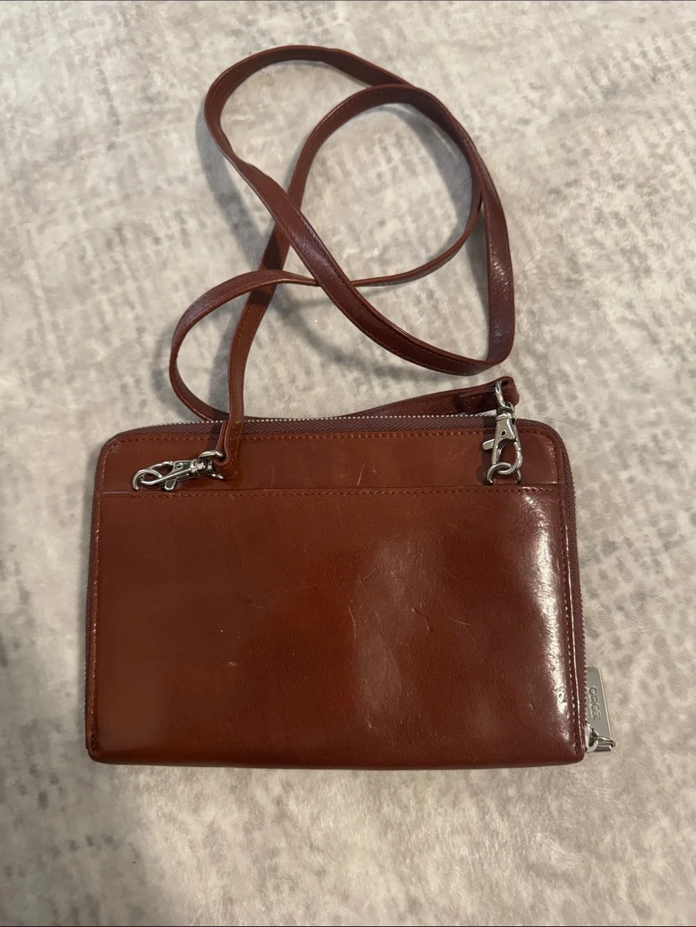 HOBO Chestnut Brown Leather Crossbody Wallet Clutch